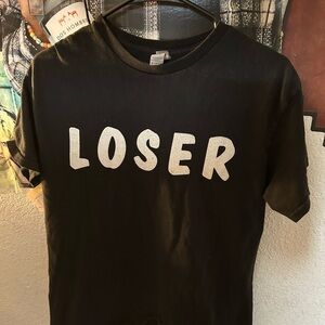 Black T-Shirt with White 'LOSER' Print